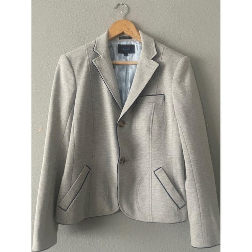 Faconnable Grey Navy Piped Lined Blazer - Picture 3 of 7